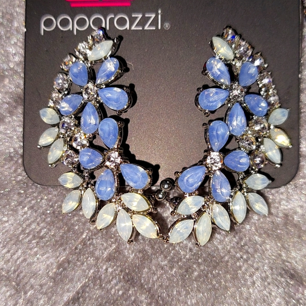 Blue Iridescent Necklace Earrings Holographic Set - Picture 4 of 17